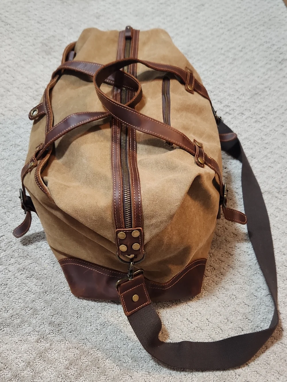 Emissary Duffle Bag Brown Leather & Waxed Canvas Large Travel Weekender For Men